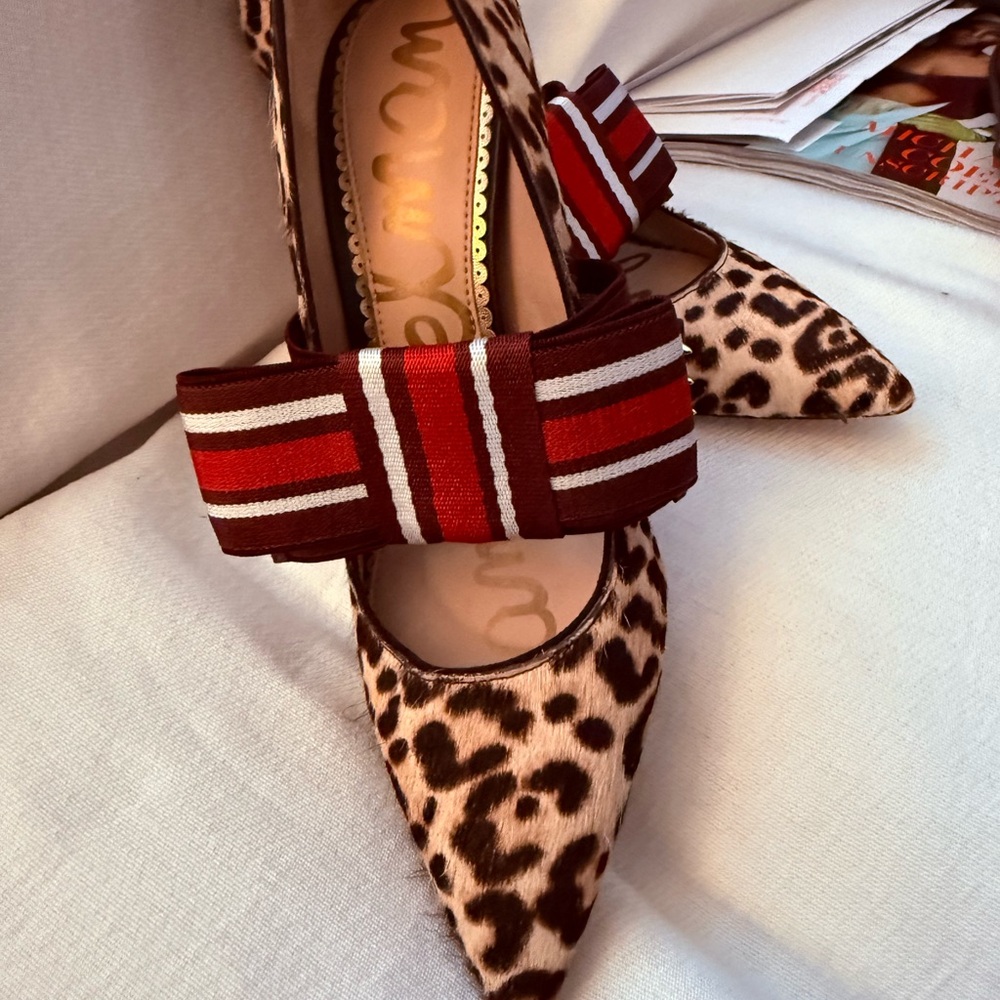 Sam Edelman Leopard Heels with Red Bow